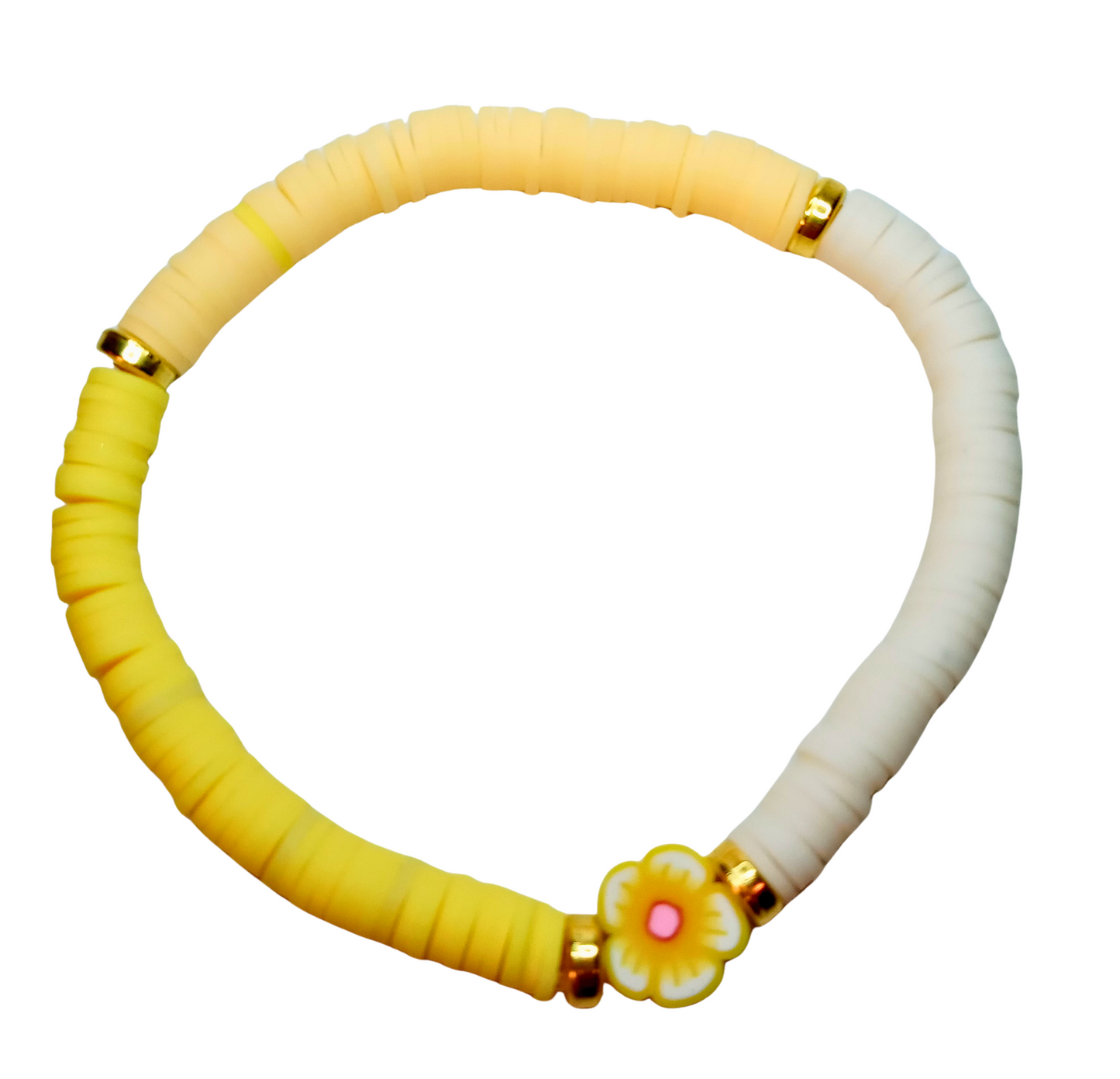 Summer Yellow Flower Clay Beaded Bracelet